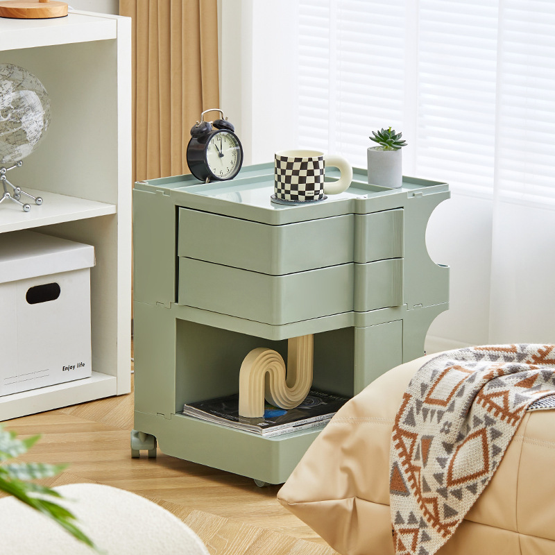 Nordic-style movable Bobby cabinet sofa side table snacks storage Bobby cabinet cosmetics storage rotatable cabinet