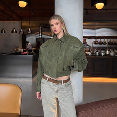アメリカンレトロジャケット 2025 春と秋の婦人服クロスボーダー外国貿易新しいパーソナライズされたストリートショートワークジャケット