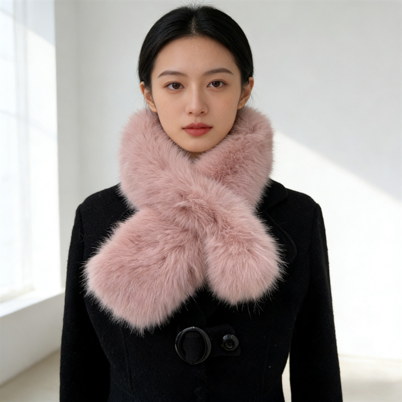 Otoño y invierno calentamiento espeso bufandas de peluche imitación de zorro damas simple chal versátil cuello al por mayor