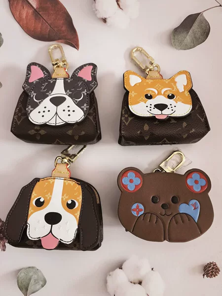 Cute Bulldog Shiba Inu Keychain Coin Purse Mini Leather Earphone Case