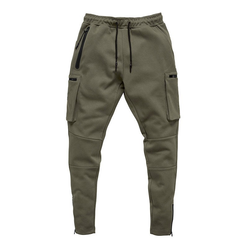 Spring and Autumn casual youth straight leg multi pocket camouflage pants, men's zippered small ankle sports pants_voghion.com