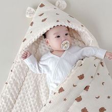 宝宝秋冬婴儿包被新生儿纱布豆豆绒抱被产房新生儿包被十月份加厚