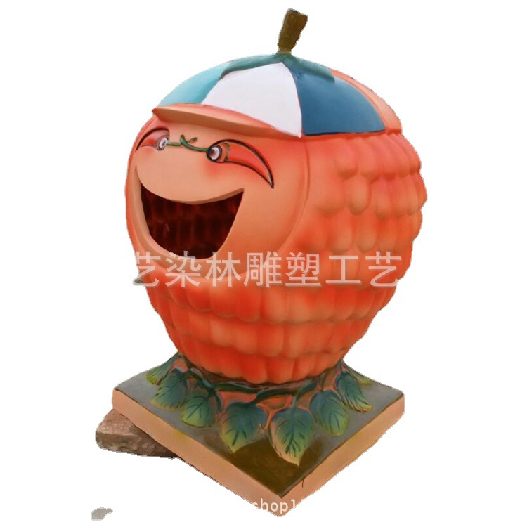 艺染林供应 玻璃钢卡通雕塑 水果雕塑 卡通造型垃圾桶批发