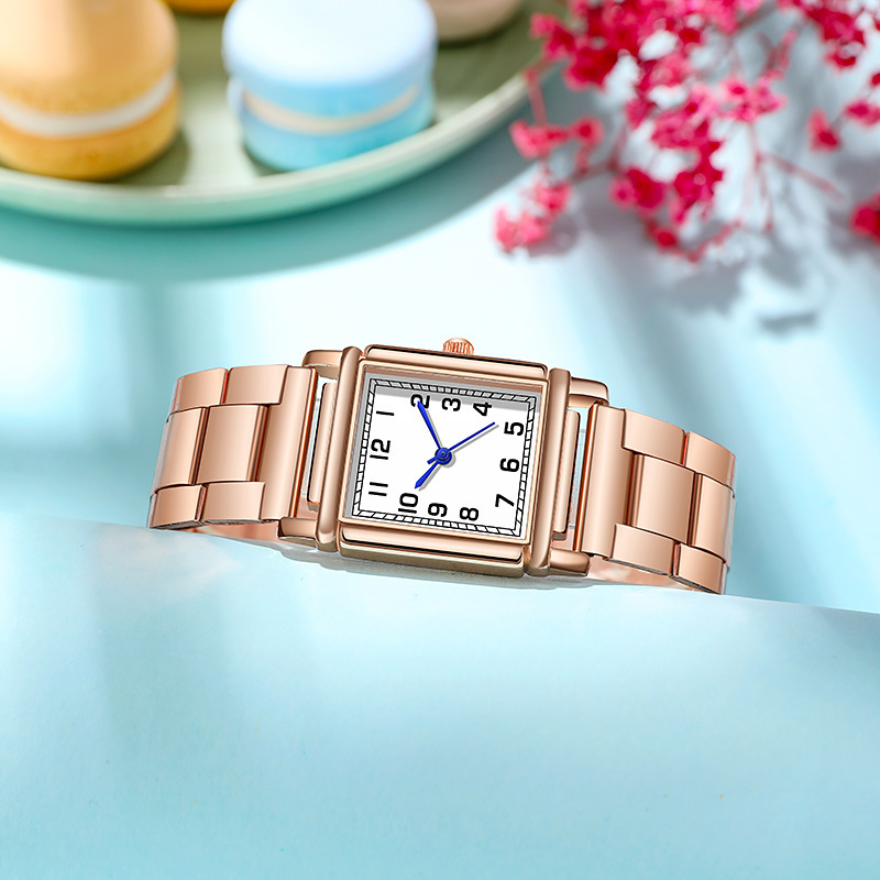 rectangular 2021 New dial steel band square head women's quartz watch_voghion.com