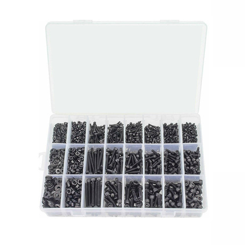 1200pcs set boxed M2M3M4 black cup head bolts and nuts flat washers cylindrical head hexagonal screws