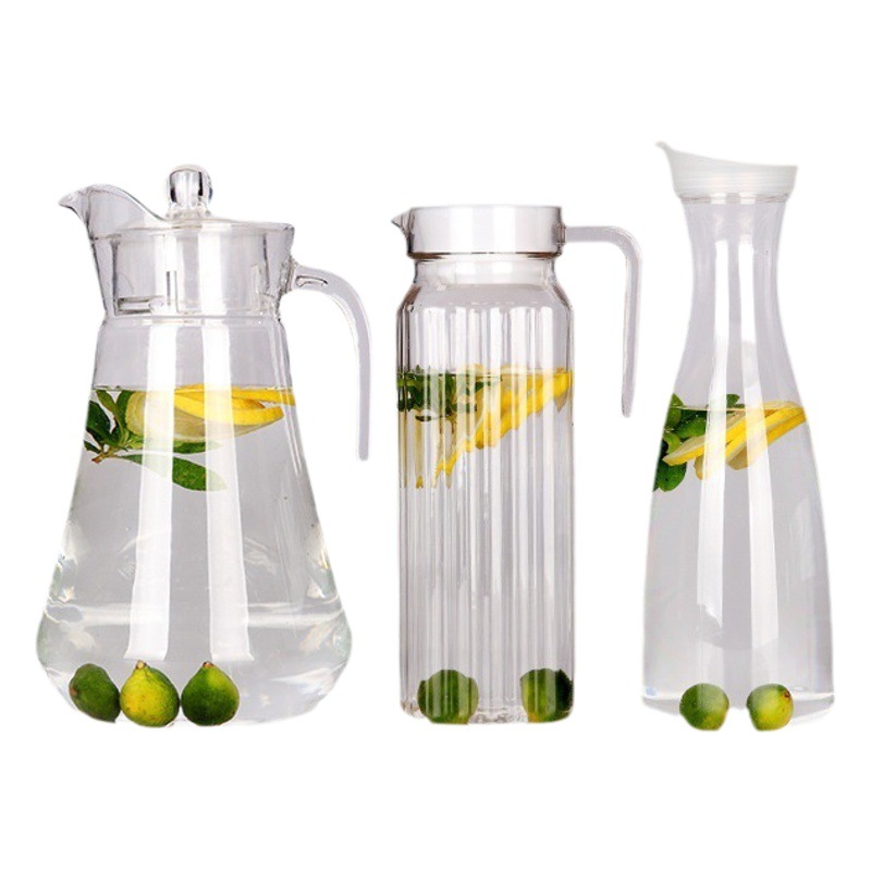 Olla para PC Olla a rayas acrílicas botella de agua fría barra de plástico bebida olla de jugo transparente botella de agua fría resistente al calor comercial