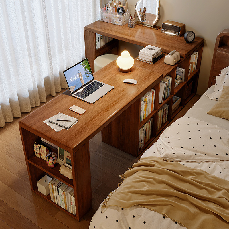 Escritorio de esquina, estantería, escritorio de dormitorio para niñas de estilo antiguo, escritorio de computadora en forma de L para estudiantes que aprenden a escribir en casa