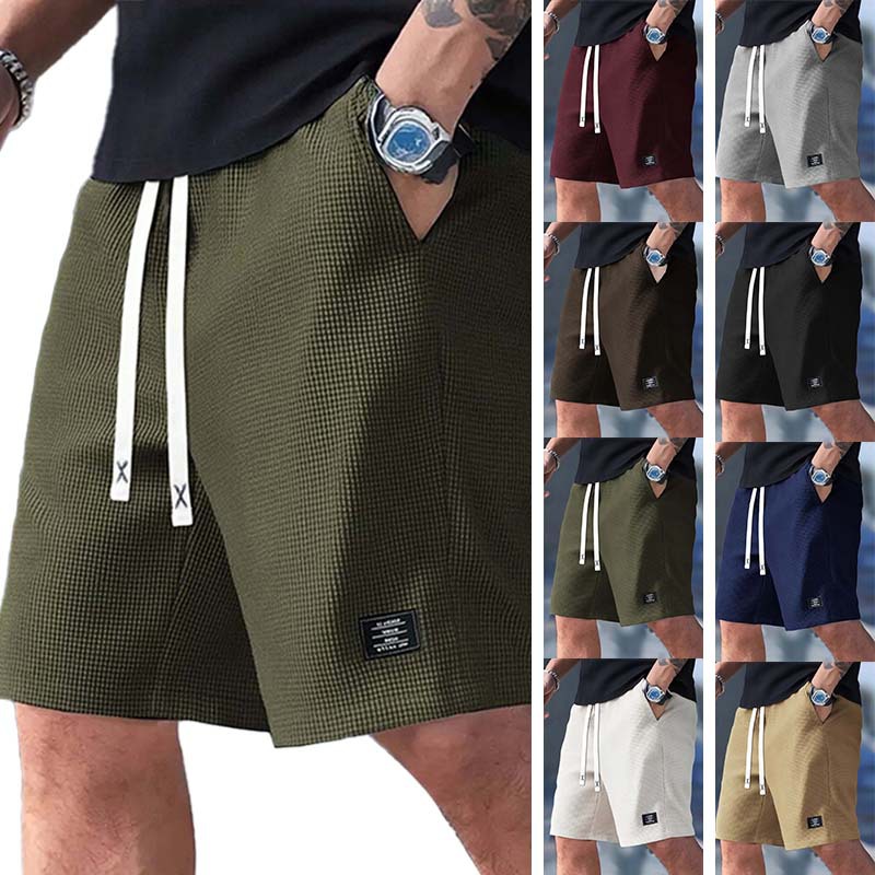 Cross-Border Men's Corduroy Drawstring Casual Shorts Summer Multi-Color Loose-Fitting Breathable Quick-Dry Sports Shorts