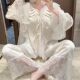 Pajamas Women's Summer New Ice Silk French Court Style Light Luxury High-end Long-sleeved suit Thin Home Clothes for Spring and Autumn