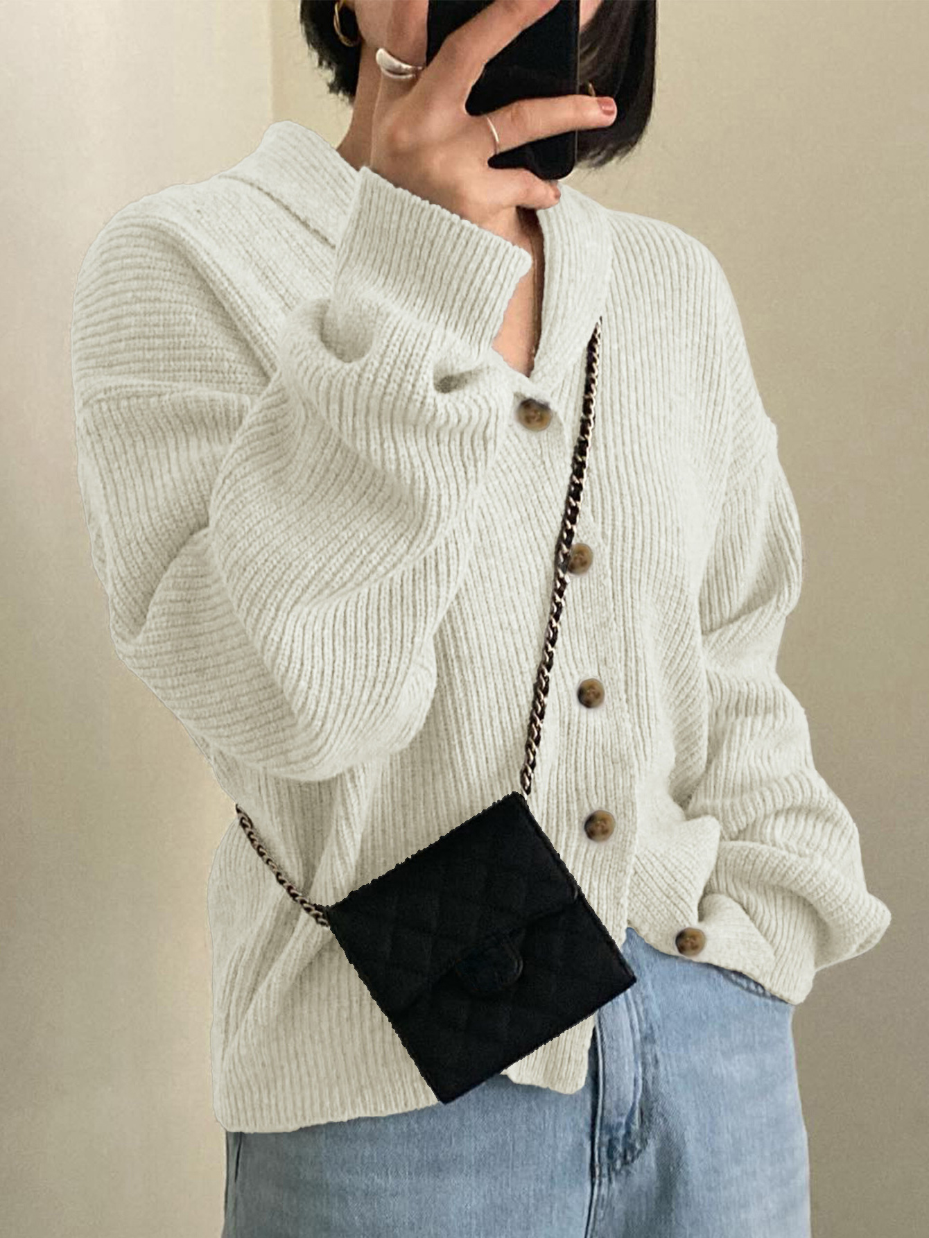 Kaikuo transfronterizo Europa y Estados Unidos vacaciones casuales camisa de fondo de color sólido suéter de mujer otoño y invierno 2025 estación independiente de Amazon image 4