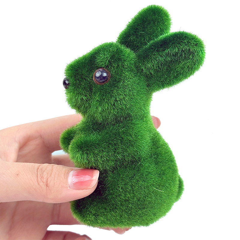Cross-Border Easter Rabbit Green Foam Flocking Simulation Three-Dimensional Moss Rabbit Crafts Ornaments Gardening Decoration