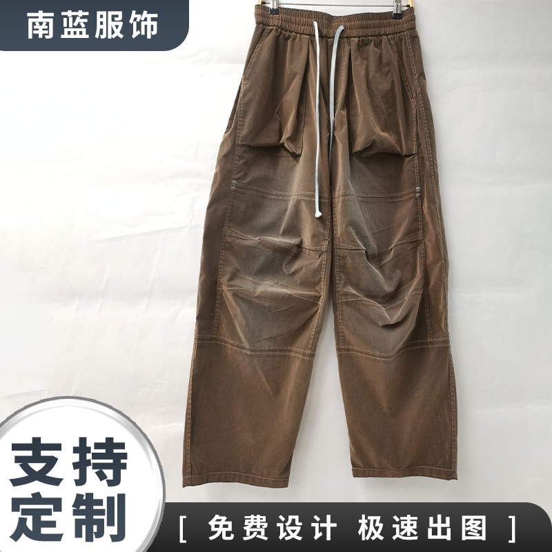 High Street Washed Vintage Work Pants with Multiple Pockets, Loose Wide-Leg Fit, Direct Factory Wholesale