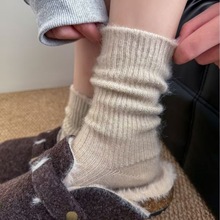 羊毛袜子女中筒袜秋冬加厚保暖羊绒美拉德堆堆袜配勃肯鞋冬天长袜