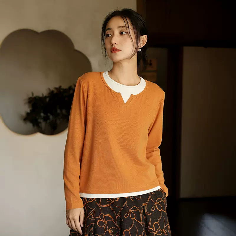 女装2025冬季新款叠穿假两件针织衫女外穿德绒打底衫保暖上衣批发