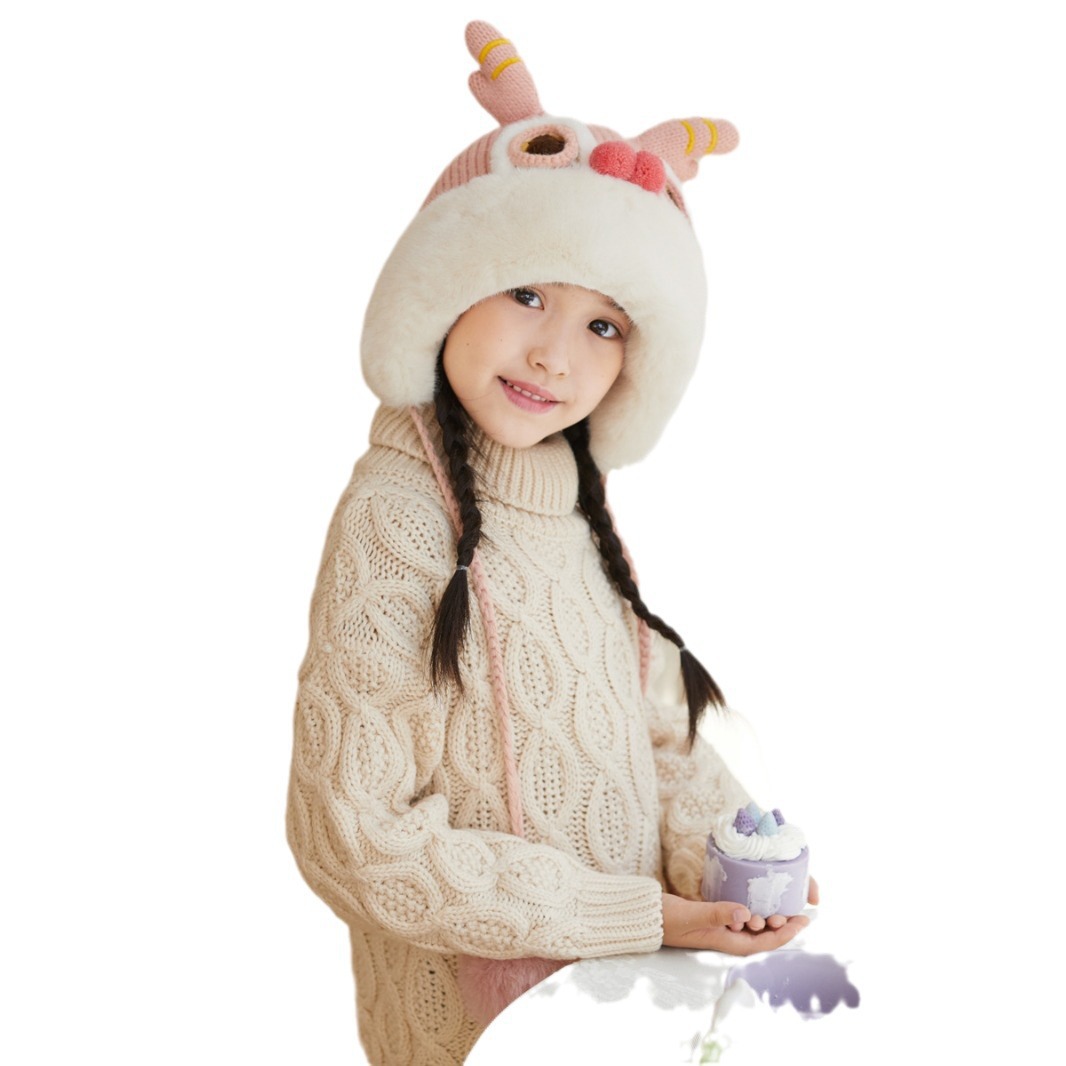 Invierno nuevo sombrero de lana de punto de ángulo de dragón sombrero para niños de tamaño mediano y grande caliente sombrero de peluche chino para leones
