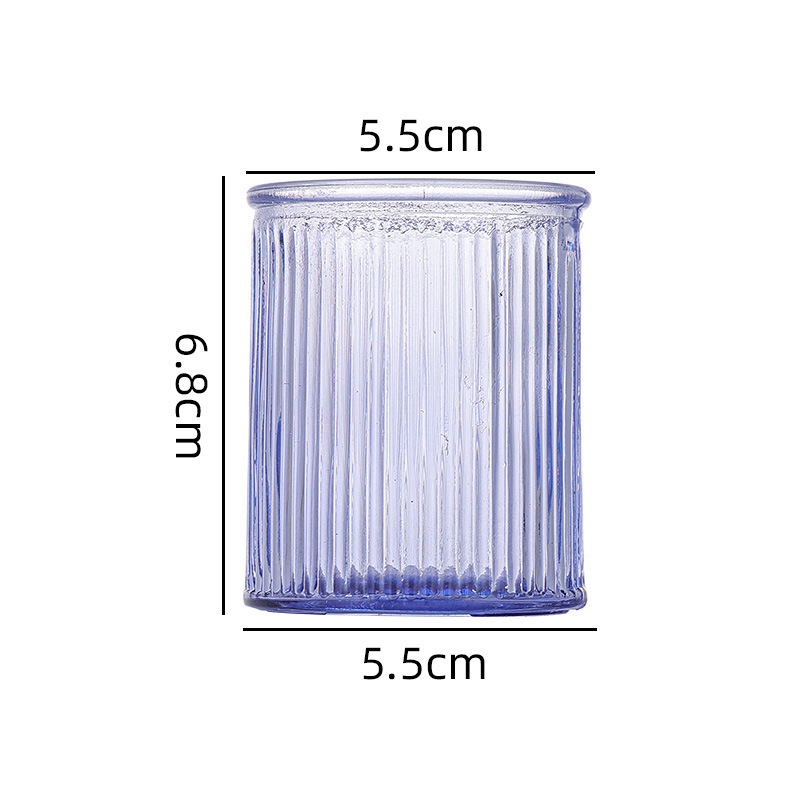 Transfronterizo Amazon para el conjunto de vela de vidrio en relieve, taza de cera de banana de color, candelabro a rayas, patrón de diamante