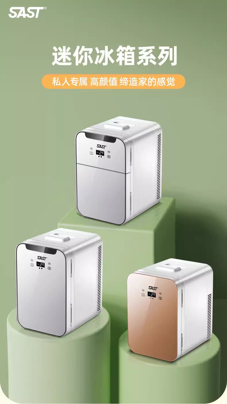 SAST Car Mini Car Refrigerator Refrigeration Student Dormitory Cosmetic Refrigerator Car Home Dual Use 20L