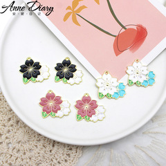 日系櫻之花合金滴油DIY飾品配件文藝小清新春夏新款花朵耳飾掛件