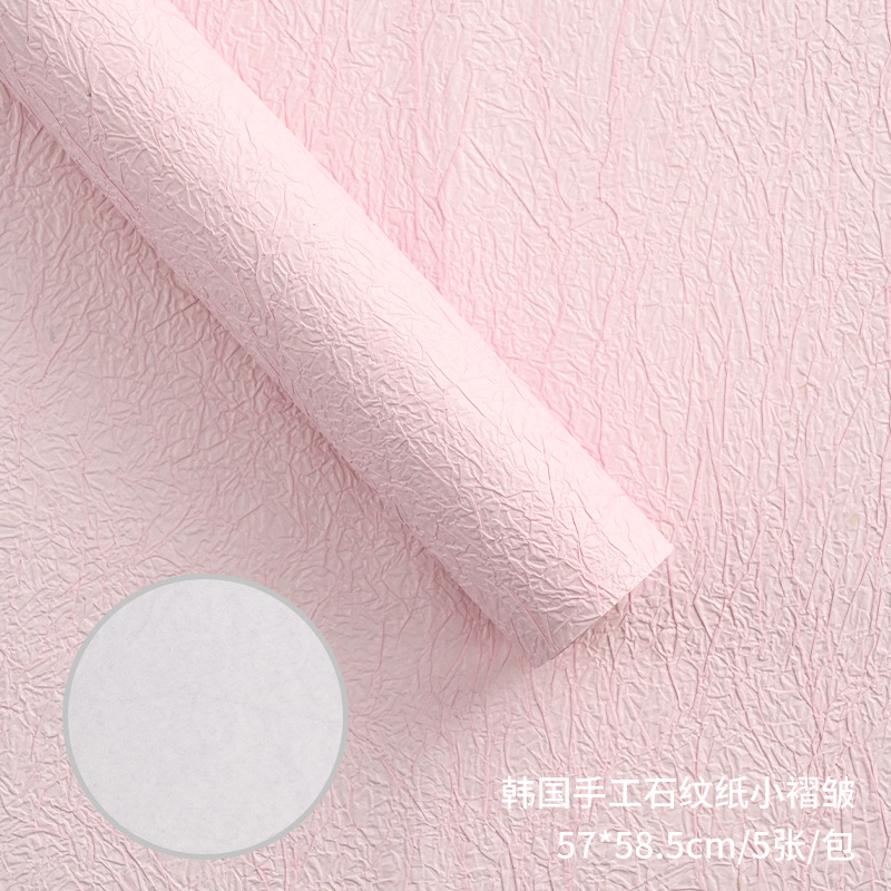 Papel para envolver ramos de flores, materiales para envolver regalos, papel hecho a mano con estampado de piedra estilo coreano con tinta de efecto flotante, papel crepé texturizado.