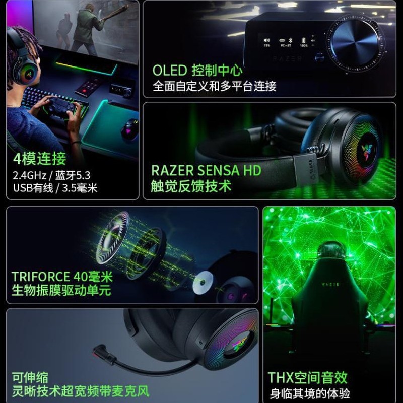 Razer Kraken V4 PRO Kraken V4 プロフェッショナル エディション ヘッドマウント ゲーミング ヘッドセット e スポーツ USB ヘッドセット|undefined