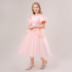 灰姑娘禮服泡泡袖兒童蓬蓬連衣裙演出服花童公主裙女童聖誕禮服裙