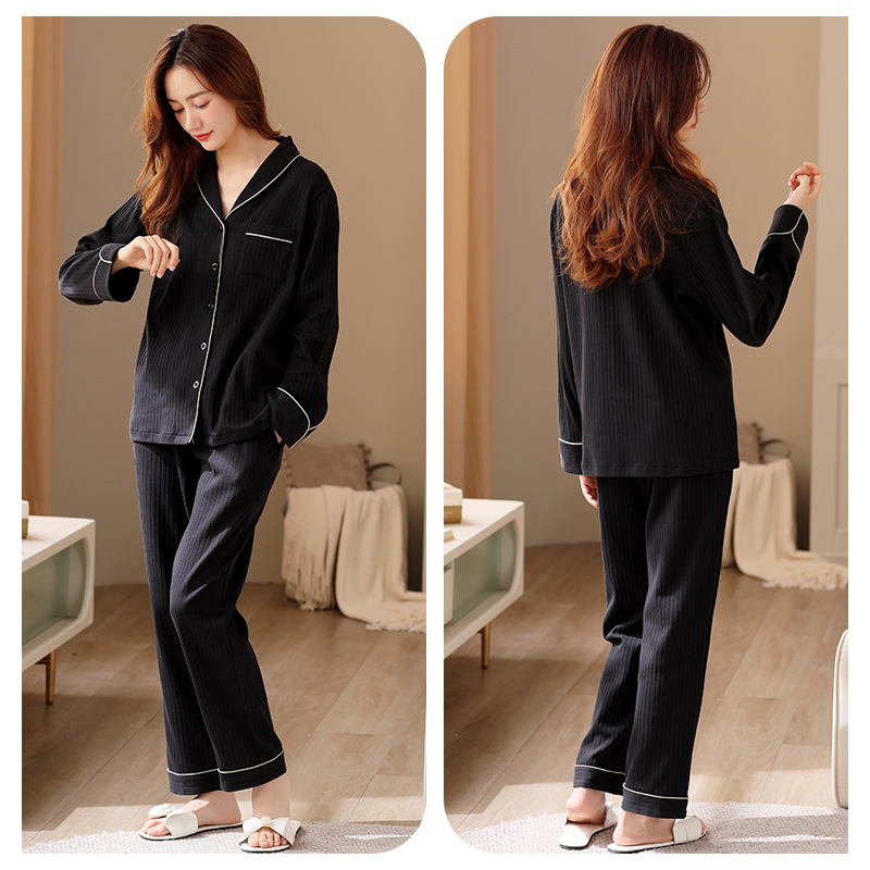 2023 nuevos pijamas de primavera y otoño de las mujeres % de algodón de manga larga ropa para el hogar se puede usar fuera traje de alto grado