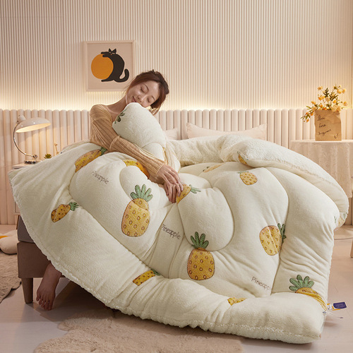 Snowflake velvet lamb velvet warm printed winter quilt core home dormitory milk velvet single and double spring and autumn quilt