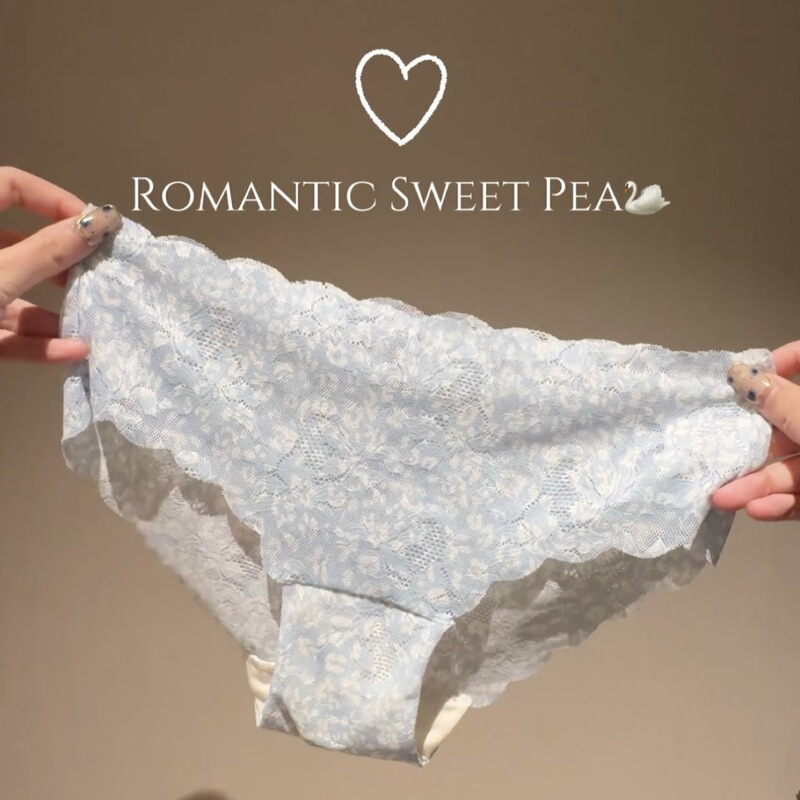 Wait for the Flowers to Bloom~ Japanese-Style Thin Seamless Breathable Lace Printed Silk Panties for Women, Mid-Low Waist, Sexy