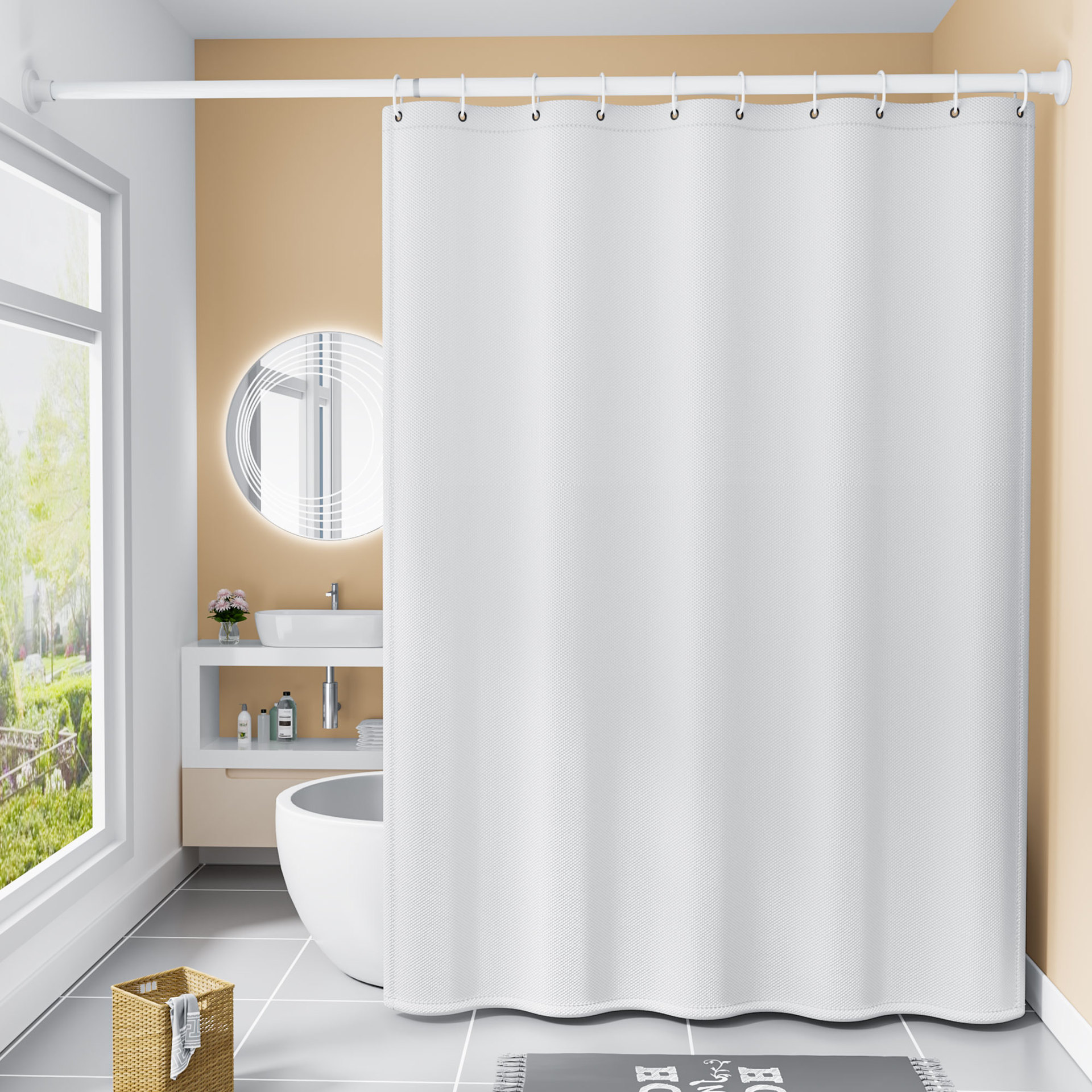 Transfronterizo de poliéster cortina de ducha de color sólido engrosada impermeable y a prueba de moho baño hotel partición cortina fabricante