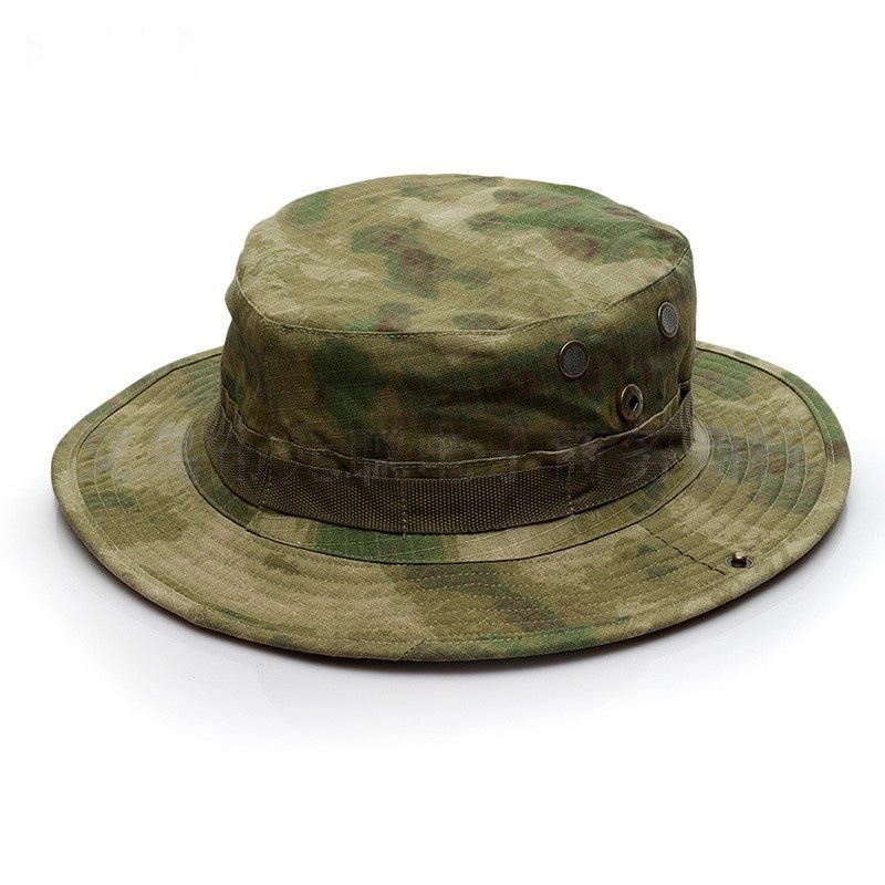 Camuflamiento gorra de borde redondo gorra de entrenamiento militar para hombres y mujeres gorra de ocio al aire libre gorra de pesca gorra de sombrero de sombra fábrica en stock LOGO