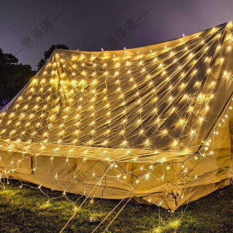 Led fishing net light outdoor camping waterproof festival decoration star net light colored light flashing light lawn decoration light