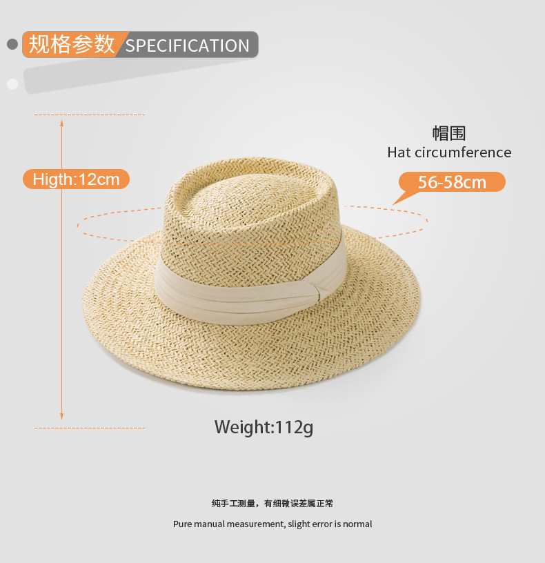 Straw Material Korean Version Of Straw Woven Concave Top Hat Spring And Summer Sunscreen Sunshade Top Hat
