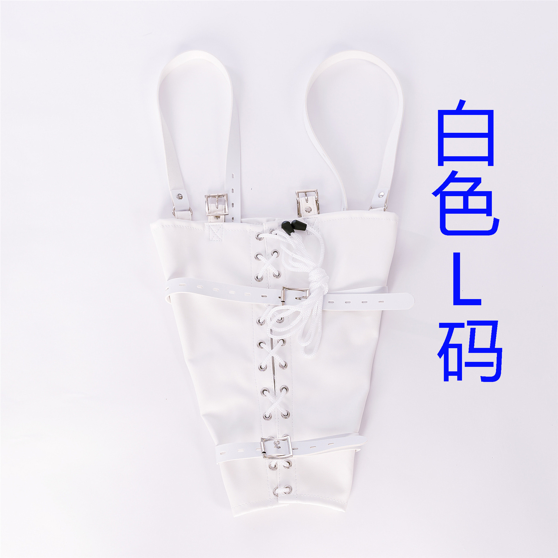 エースレザーのひも付きの手袋は、服装を束ねています。