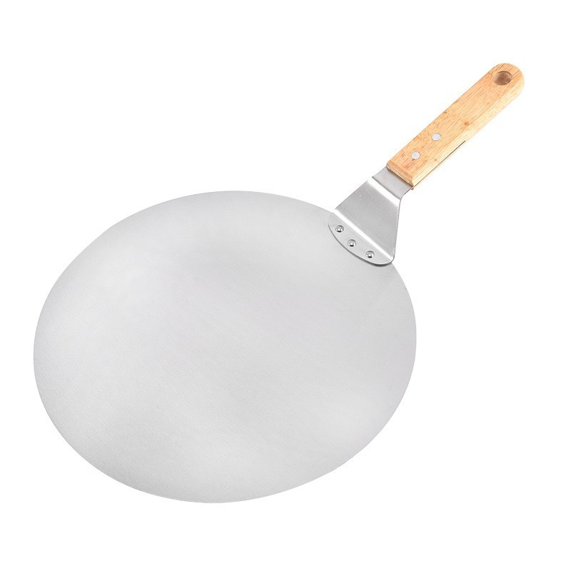 10 pulgadas redondeadas para hornear pala de pizza pala de pan pala de transferencia de horno en horno pala de jardín móvil horno anti-corrosión image 3