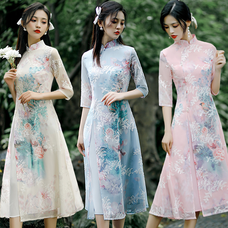 Chinese Dresses Qipao for women  qipao women chiffon Mr D improved cheongsam young Chinese wind suzhou qipao dress wholesale