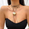 Accessory, long pendant heart shaped, necklace with tassels, European style, simple and elegant design