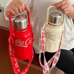 爆発金コカコーラ大容量ステンレス保温カップ高颜値屋外携帯ストラップ水筒保氷保冷