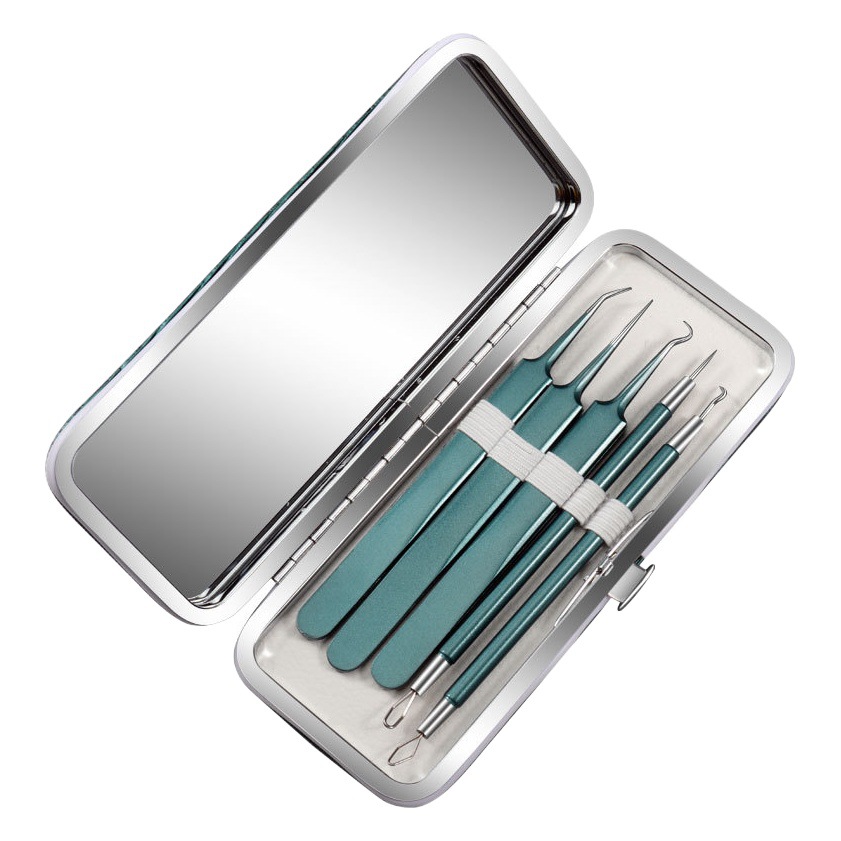 Acero inoxidable acné aguja 5 piezas traje acné aguja blackhead removedor pinzas celular clip belleza herramienta acné traje
