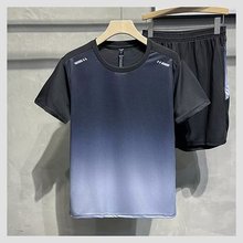 运动t恤速干衣男士冰丝短袖套装薄款夏季跑步服上衣背心透气半袖