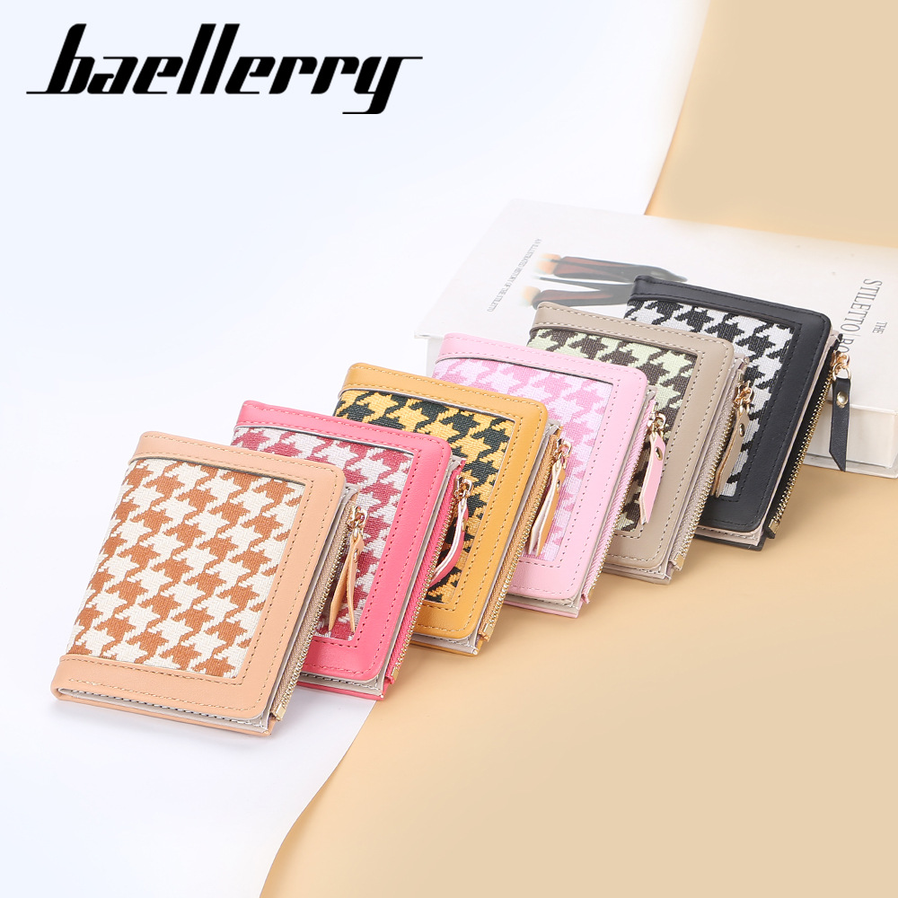 2024 New Wallet Women's Short Edition Korean Thousand Bird Grid Zipper Zero Wallet Fashion Versatile Casual Money Clip Girl_voghion.com