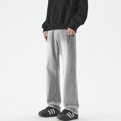 Men's Summer 2025 American Street Style Loose Fit Straight Wide Leg Casual Knife Pants