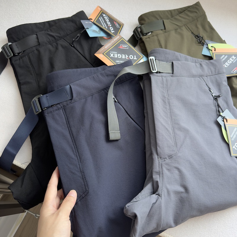 Outdoor Functional TOEGEX Windproof Waterproof Waist Belt Autumn Men's Straight Soft Shell Casual Pants