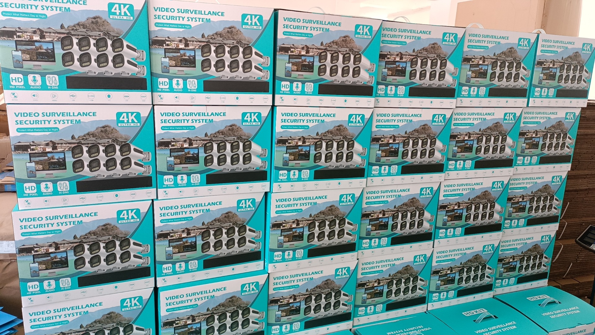 AHD监控摄像头套装日夜全彩暖光高清5MP红外夜视枪形4路8