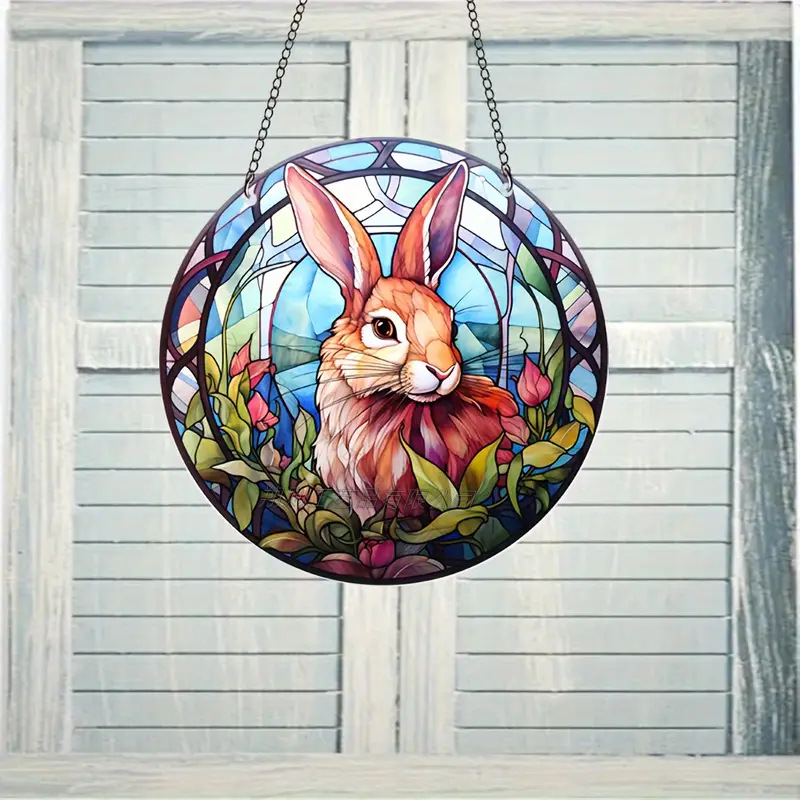 Nuevo conejo transfronterizo de Pascua acrílico menú decoración porche interior y exterior colgante de pared