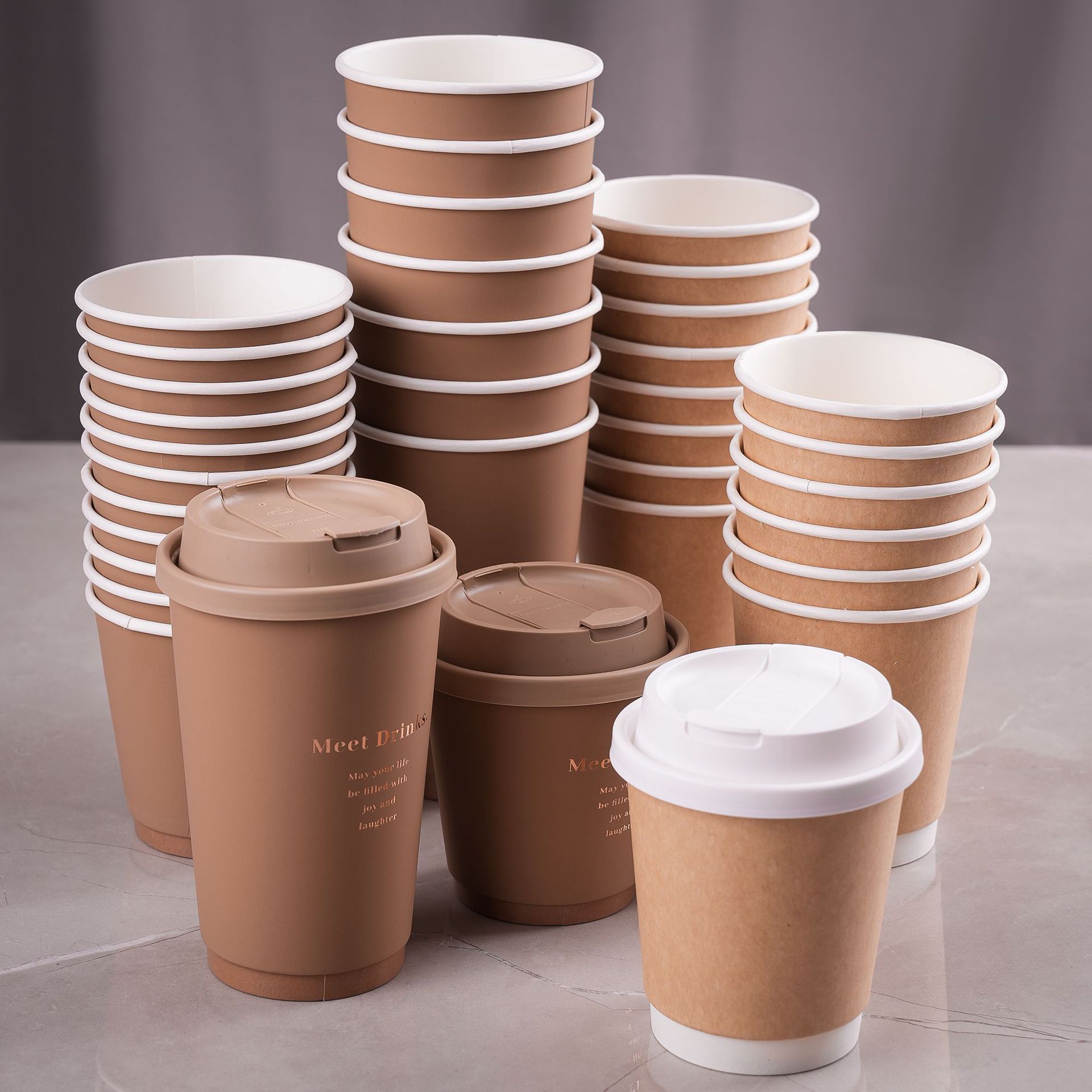 Taza de papel de doble capa compostable ecológica impresa a medida 6 / 8 / 10 / 16 oz taza de café desechable para bebidas calientes