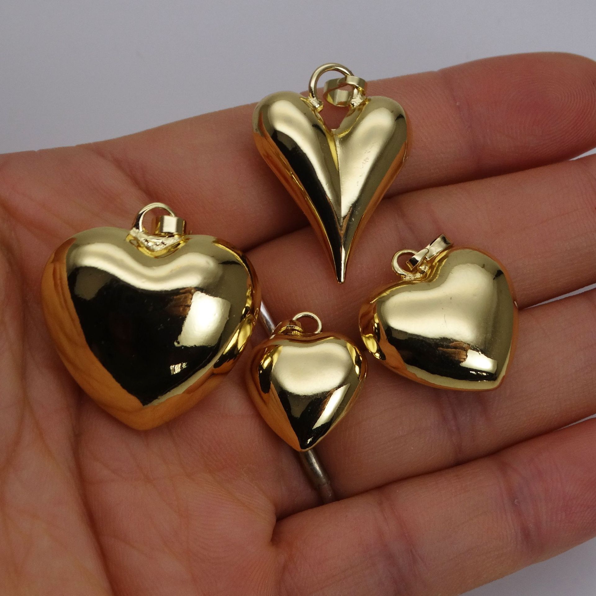DIY Jewelry Accessories Classification 1 Piece 14.7*18mm 20*20.7mm 25*25.8mm Copper Gold Plated Heart Shape Polished Pendant