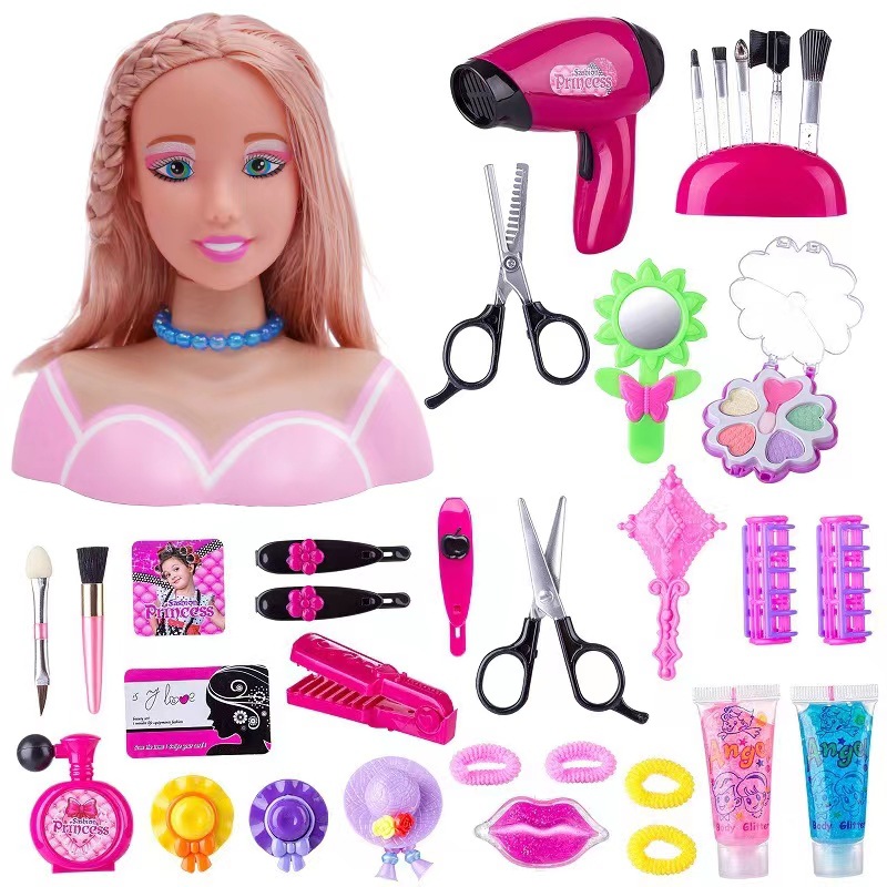 Amazon play House media-longitud traje de muñeca peine pelo puede hacer secador de pelo peluquería modelo de simulación de juguete al por mayor