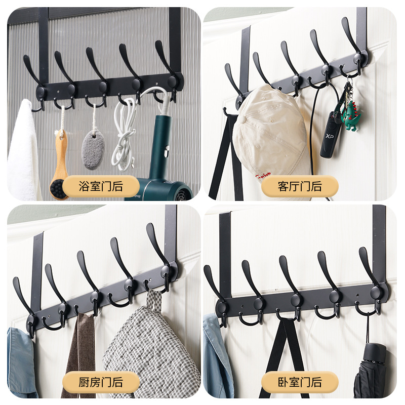 Cross-border hook behind door without punching stainless steel coat rack multifunctional bedroom door behind traceless hook storage wholesale