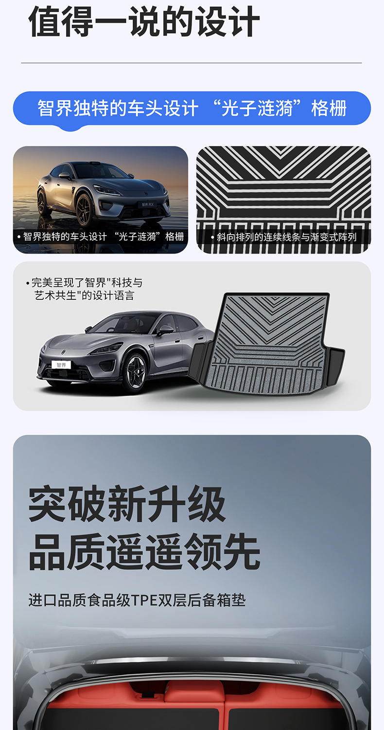 Suitable for Zhijie R7 S7, custom-made woven TPE car trunk mat, car accessories, trunk mat