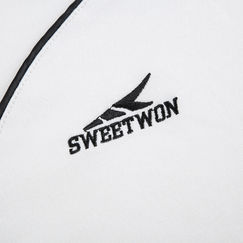 Felpa casual in stile americano con scollo rotondo e stampa di lettere, a blocchi di colore, vestibilità ampia, da donna, semplice da indossare durante il tragitto casa-lavoro_voghion.com